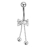 Bellypiercing Surgical Steel 316L Rhodium plated brass zirconia Ribbon Bow Hair_bow