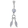 Bellypiercing Surgical Steel 316L Rhodium plated brass Crystal Feather