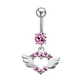 Bellypiercing Surgical Steel 316L Silver 925 zirconia Heart Love Wings