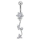 Bellypiercing Surgical Steel 316L Silver 925 zirconia Flower