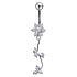 Piercing nombril Acier chirurgical 316L Argent 925 Zircon Fleur