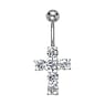 Bellypiercing Surgical Steel 316L Rhodium plated brass Crystal Cross