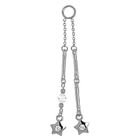 Navelpiercing-hangertjes uit Zilver 925 met Kristal. Lengte:50mm. Glanzend.  ster