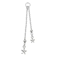 Navelpiercing-hangertjes uit Zilver 925 met Kristal. Lengte:50mm. Glanzend. Steen/stenen met vatting gefixeerd.  ster