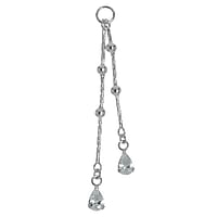 Bauchpiercing Anhnger aus Silber 925 mit Kristall. Lnge:50mm. Glnzend. Stein(e) durch Fassung fixiert.  Tropfen Tropfenform Wassertropfen