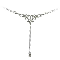 Belly chain with Crystal and silver-plated brass. Length:65-100cm. Shiny. Adjustable length.  Tribal pattern