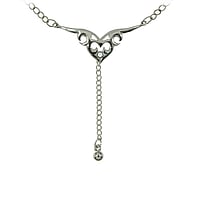 Belly chain with Crystal and silver-plated brass. Width:35mm. Length:65-100cm. Adjustable length.  Tribal pattern Heart Love