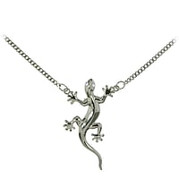 Buikketting met Kristal en Messing met zilverlaagje. Breedte:20mm. Lengte:65-100cm. Lengte verstelbaar.  salamander gekko gecko hagedis