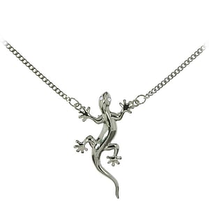 Belly chain Crystal silver-plated brass Salamander Gecko Lizard