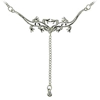 Belly chain with Crystal and silver-plated brass. Width:55mm. Length:65-100cm. Adjustable length.  Salamander Gecko Lizard