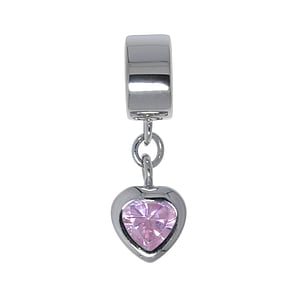 Charm Acier inoxydable Zircon Coeur Amour