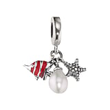 Charm Argento 925 Smalto Perle di acqua dolce Pesce Asteria Stella_di_mare Stella_marina