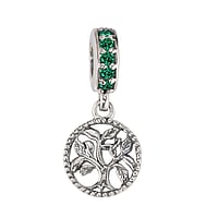 Charm out of Silver 925 with zirconia. Width:11mm. Eyelet's transverse diameter:4,5mm. Eyelet's longitudinal diameter:4,5mm. Stone(s) are fixed in setting. Shiny.  Tree Tree of Life