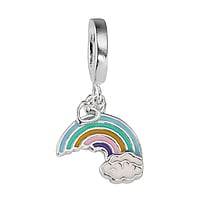 Charm en Argent 925 avec mail. Largeur:13mm. Diamtre d'oeillet transversal:4,6mm. Diamtre d'oeillet longitudinal:4,6mm. brillant.  Arc en ciel Coeur Amour