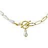 Halskette Silber 925 PVD Beschichtung (goldfarbig) Synthetische Perle mit Kristallkern
