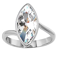 Zilveren-ring met Premium kristal. Breedte:8mm. Hoogte:17mm. Glanzend.