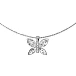 Collana in Argento 925 con Cristallo pregiato. Lunghezza:42-47cm. Larghezza:17,5mm. Lunghezza variabile. brillante.  Farfalla