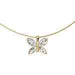 Halskette aus Silber 925 mit Premium Kristall und PVD Beschichtung (goldfarbig). Lnge:42-47cm. Breite:17,5mm. Lnge verstellbar. Glnzend.  Schmetterling Sommervogel