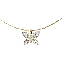 Necklace out of Silver 925 with Premium crystal and PVD-coating (gold color). Length:42-47cm. Width:17,5mm. Adjustable length. Shiny.  Butterfly