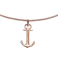 PAUL HEWITT Necklace out of Silver 925 with Gold-plated. Cross-section:1,5mm. Width:13mm. Length:39,5-44,5cm.  Anchor rope ship boat compass