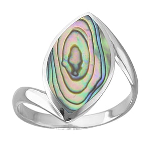 Silver ring Silver 925 Abalone Stripes Grooves Rills