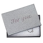 Gift packaging with Cardboard. Length:13,8cm. Width:9,5cm. Height:1,5cm.  Letter Character Number Digit Numeral