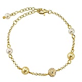 Pearls bracelet Silver 925 PVD-coating (gold color) Crystal High quality synthetic pearl with a crystal core