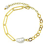 Bracelet de perles Argent 925 Revtement PVD (couleur or) Perle synthtique de haute qualit avec noyau en cristal