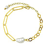 Pulsera de perlas Plata 925 Revestimiento PVD (color oro) Perla sinttica de alta calidad con ncleo de cristal