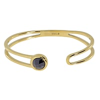 Armband uit Staal met Goud-laagje (verguld) en Zirkonia. Breedte:11,5mm. Diameter:60mm.