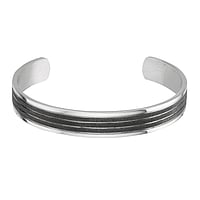 Bangle out of Stainless Steel with Black PVD-coating. Diameter:60mm. Width:10mm.  Stripes Grooves Rills Lines