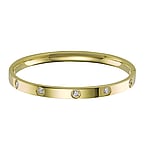 Bangle out of Stainless Steel with Gold-plated. Width:5,5mm. Diameter:60mm. Shiny. Stone(s) are fixed in setting.