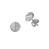 Esprit Silver ear studs with zirconia. Diameter:8mm. Stone(s) are fixed in setting. Shiny.