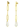 Pendientes de plata con perlas Plata 925 Revestimiento PVD (color oro) Perla sinttica de alta calidad con ncleo de cristal