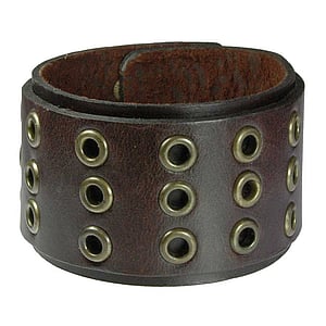 Leren armband Leer Messing