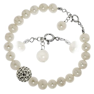 Bracciale di perle Perle di acqua dolce Argento 925 Cristallo