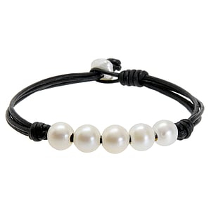 Pulsera de perlas Cuero Perla de agua dulce