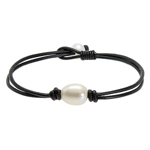 Pearls bracelet Leather Fresh water pearl