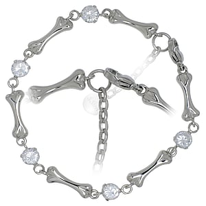 Pulsera Acero fino Cristal premium Calavera Crneo Hueso