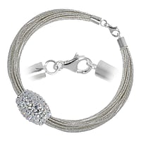 Bracelet out of Silver 925 with nylon and Crystal. Width:13mm. Length:18cm.