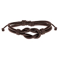 Bracelet out of Leather and Cotton. Width:18mm. Adjustable length.  Eternal Loop Eternity Everlasting Braided Intertwined 8