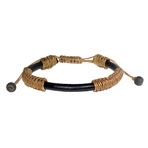 Lederarmband Leder Baumwolle Tamarindenholz