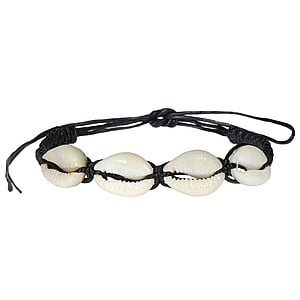 Knotted bracelet Waxed linen Sea shell