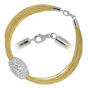 Perlen Armband Nylon Kristall Silber 925