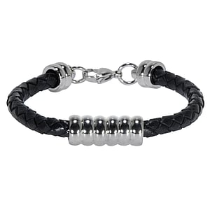 armband Leer Staal