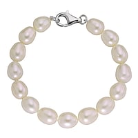 Pearls bracelet out of Silver 925 with Fresh water pearl. Cross-section:ca,10mm.