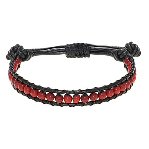 armband Leer Synthetische steen Katoen