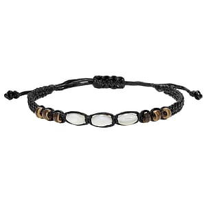 Bracelet nou Lin cir Nacre Bois de noix de coco