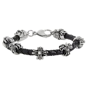 Bracelet Leather Stainless Steel Cross