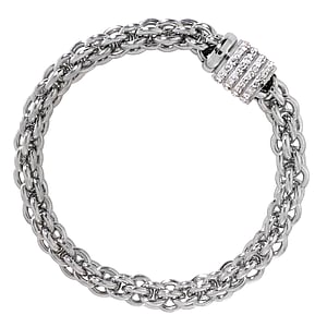 Bracelet Stainless Steel Crystal Stripes Grooves Rills